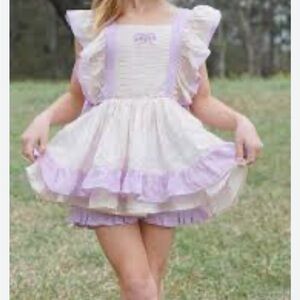 Well Dressed wolf Girls Lavender & Cream Ruffle Dress
